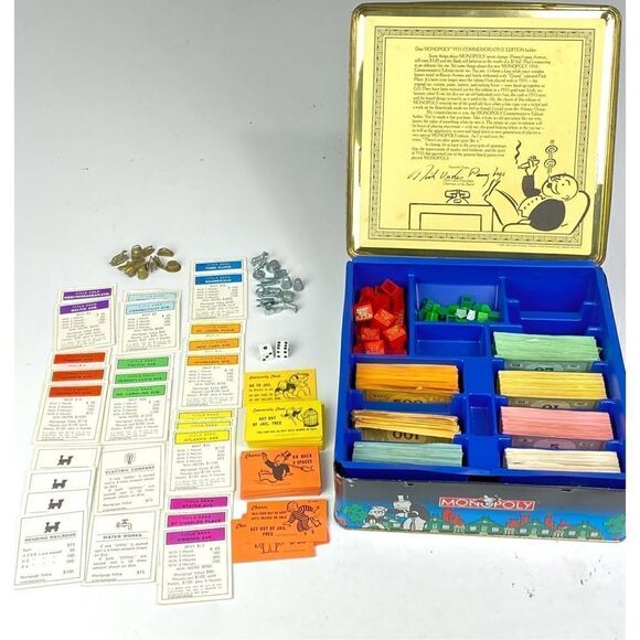 1985 Parker Brothers 1935 Commemorative Monopoly Edition Board Game in Tin Box Y - Picture 2 of 12